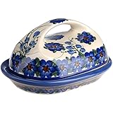 Classic Boleslawiec Hand Painted Stoneware Butter Dish with lid 331-U-001