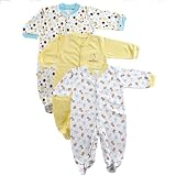 Snap Front Sleep N Play, 3-Pack (3-6 Months, LtYellow)