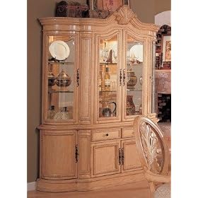 Mirror Back Antique White China Cabinet