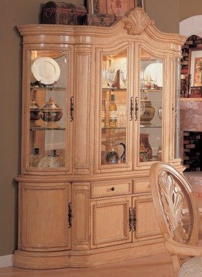 Mirror Back Antique White China Cabinet