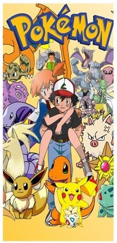 Pokemon Printed Soft Microfiber Towel/Fast Drying Bath Washcloth_Size:35 X 70CM