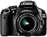 Canon EOS 600D - C�mara r�flex de 18 Mp (pantalla articulada de 3", objetivo(s) 18-55mm f/3.5, zoom �ptico 3.1x, sensor CMOS APS-C, procesador Digic 4, estabilizador de imagen �ptico, v�deo 1080p Full HD) color negro - kit con objetivo EF-S 18-55mm IS II [importado]