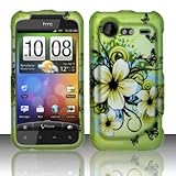 Green Hawaiin Flowers Hard Cover Case for HTC Droid Incredible 2 / Droid In ....