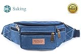 FUTEJIA Waist Bag Fashion Rugged Multi-functional With 7 Zippered Compartments Tour Lumbar Pack Sports Bag Fanny Pack | Stylish Unisex Design (blue)