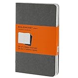 moleskine cahier journal set of 3 pocket ruled pebble grey soft cover 35 x 55