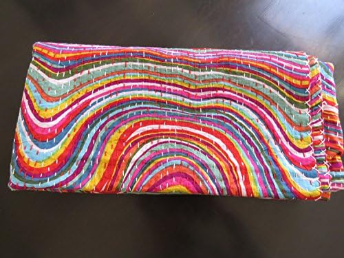 Handicraftshop Cotton Indian Kantha Quilted Bedspreads 90x108 IN Multi