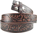 Best Price Brown Western Flower Embossed Genuine PU Leather Snap On Belt