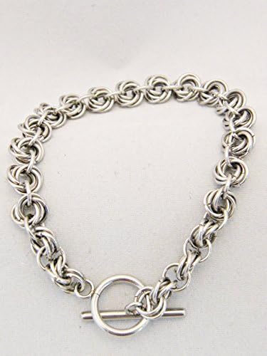 Stainless Steel 7.5" Mobius Rosette Link Bracelet with Toggle Clasp