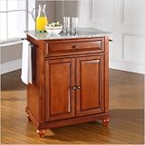 Crosley Furniture Cambridge Solid Granite Top Kitchen Island in Cherry