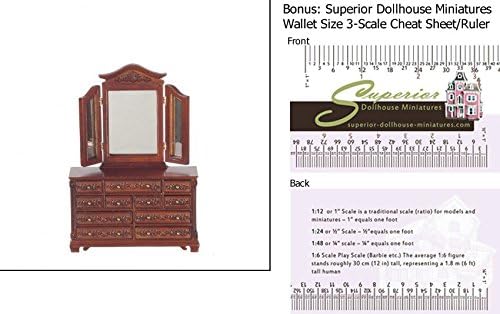 Walnut Dressing Table with Adjacent Mirror w/BONUS Wallet 3-Scale Ruler