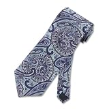 Men's Handmade Tie Paisley Design Blue Silk Necktie