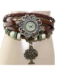 R.M. Fashion Lady Weave Leather Wrap Around Bracelet Watch,U30 (Brown)