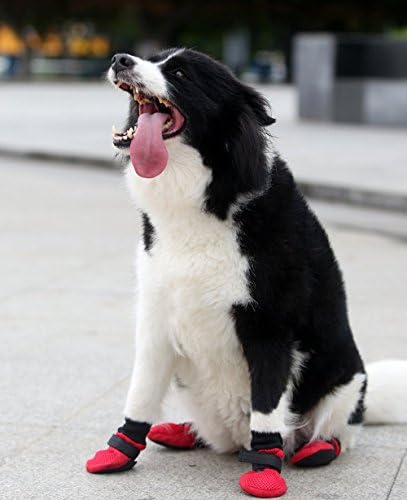 Rocpet Dog Boots Breathable and Protect Paws with Soft Nonslip Soles Black Color (XXL, black)