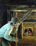 Cowboy watching gold smugglers in mine Poster Print (18 x 24)