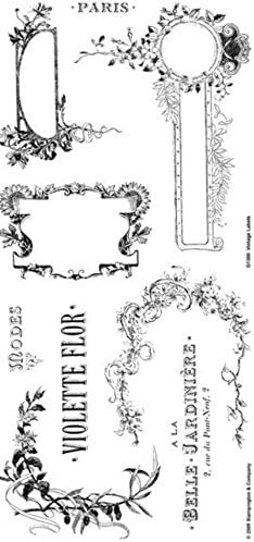 Stampington &amp; Co Vintage Labels Cling Rubber Stamp Set Paris Victorian