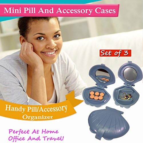 Mini Travel Cases - Clamshell Mirror Pill Box - Set of 3