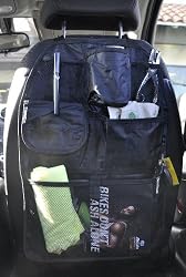 Car Seat Back Organizer - Black with Keychain Clip