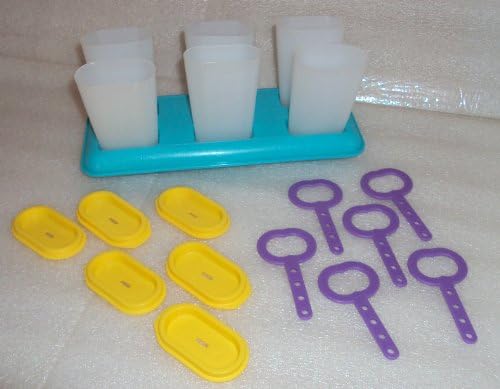 Tupperware Ice Tups Tupps Set Popsicle Makers Freezer Molds Aqua Purple Yellow