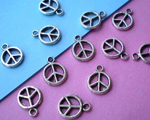 20pcs Tibetan Silver Peace Logo Charms 16mm ~Jewelry Findings