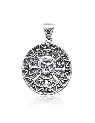 Bling Jewelry Pirates Caribbean Style Aztec Medallion Skull Pendant