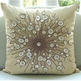 Moon Glow - 14x14 Inches Throw Pillow Covers - Silk Pillow Cover with Mother Of Pearl & Bead Embrodiery
