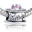 Pandora Style Charm Bead Pink Crystal Birthday Cake Beads Pandora Chamilia Biagi Compatible
