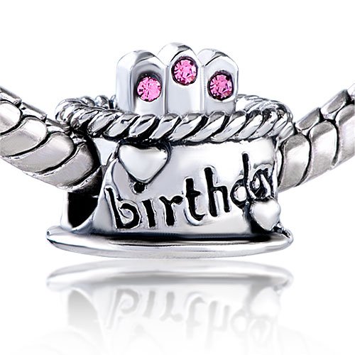 Pandora Style Charm Bead Pink Crystal Birthday Cake Beads Pandora Chamilia Biagi Compatible