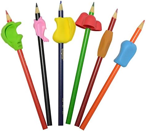 Pencil Grip : 6 Pack Variety Pencil Grips from Cues4Clues | Help Children Improve Handwriting and Hand Strength | Great for Preschool, Kindergarten and Special Needs to Advance Writing Skills