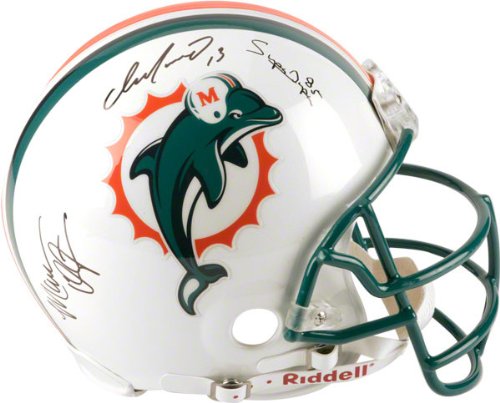 Dan Marino, Mark Duper and Mark Clayton Autographed Pro-Line Helmet | Details: Miami Dolphins, Authentic Riddell Helmet