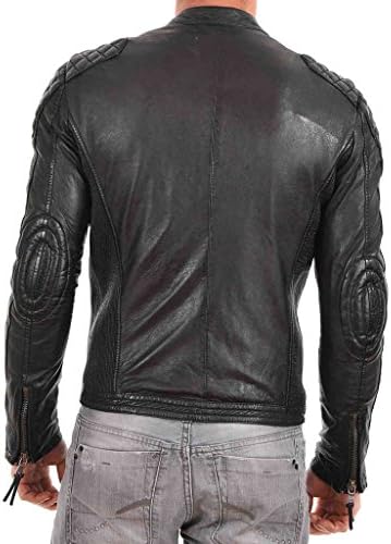 Awwalleather Men's Moto Leather Jacket Mj 59 Large Black