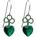 Handcrafted Austrian Crystal Emerald Irish Heart Earrings