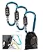 Large Blue 3 Dial Carabiner Style Metal Lock for Luggage, Bags, Lockers (3 Pack)
