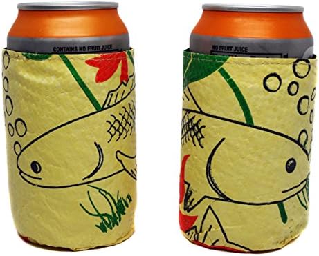 Songkran Recycled Drink Koozie - 2 Piece Set (Yellow Fish)