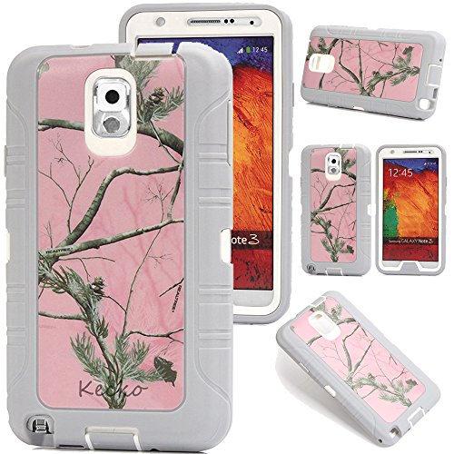 Kecko®Heavy Duty Natural Tree Camo High Impact Drop Resistant Hybrid Builders Military Grade Protective Camouflage Case w/ Built-in Screen Protector for Samsung Galaxy Note 3 N9000