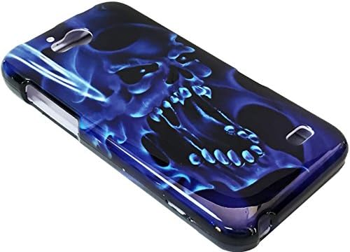 For Straight Talk ZTE Atrium Z793C Scend LTE Z791 Hard Snap On Protector Phone Cover Case + Happy Face Phone Dust Plug (Blue Water Skull)