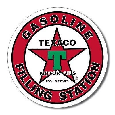 Texaco Gasoline Filling Station Round Retro Vintage Tin Sign - 12x12