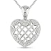 Diamond Accent Heart Pendant in 10k WG, I3, JKL, chain 17