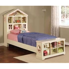 Doll House Twin Bed With Bookcase Footboard, SET, ANTIQUE WHITE by Home Decorators Collection