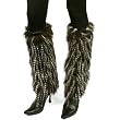 Winter Faux Shaggy Long Fur Animal Dance Ski Leg Warmer Boot Shoe Cover Black
