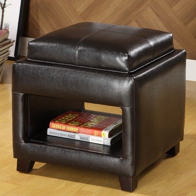 Hokku Designs IDF-BN6210 Elyn Leatherette Flip Top Storage Ottoman in Espresso