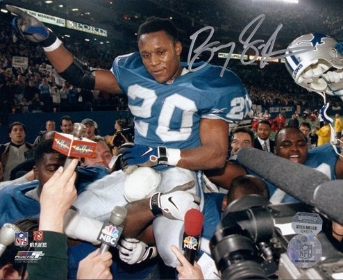Barry Sanders Autographed/Hand Signed Detroit Lions 8x10 Photo - 2000+ Yards in a single season
