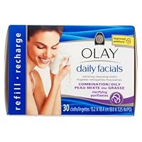 Olay Daily Facials Cleansing Cloths Refill Pack, Combination/Oily - 30 ea