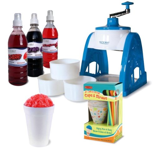 "Victorio Ice Shaver Gift Pack VKP1102 with Ice Shaver, 3 Syrups, and 25 Cups and Straws" "Victorio Ice Shaver Gift Pack VKP1102 with Ice Shaver, 3 Syrups, and 25 Cups and Straws"