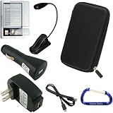 Premium Barnes and Nobles Nook eBook Reader Bundle Pack: Hard Shell EVA Carrying Case, eBook Bright LED Light, USB Data Charging Cable, USB Car Charger, USB Wall/Travel Charger, and Free Carabiner Key Chain