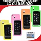 Silicone Skin 4 pc. Value Pack for your LG VU CU915 (Yellow, Orange, Green, Light Pink) Bonus DBRoth Microfiber Cleaning Cloth Included