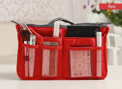 Purse Organizer Insert Multi-function Cosmetic Storage Bag in Bag(02 Red)