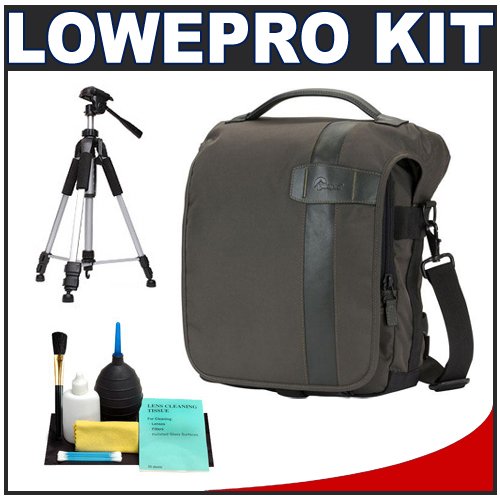 Image of Lowepro Classified 160 AW Digital SLR Camera Case (Sepia) + Tripod + Accessory Kit for Canon EOS 7D, 5D Mark II III, 60D, Rebel T3, T3i, Nikon D3100, D3200, D5100, D7000, D800, A35, A55, A57, A65, A77 Digital SLR Cameras