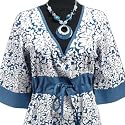 BellaDonnaModen Sommerliche Long Tunika Tunikakleid Kleid Blau Wei&szlig;