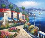 Art Reproduction Oil Painting - Mediterranean Scenes: Mediterranean Breeze - Classic 20 X 24 - Hand Painted Canvas Art