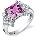 Princess Cut 2.25 carats Pink Sapphire Cubic Zirconia Ring in Sterling Silver Available in Sizes 5 thru 9